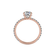 Bague de fiançailles 1.25 carat or rose diamant coussin et diamants ronds Sofia